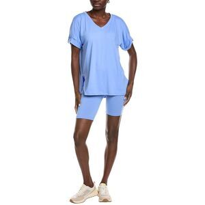 Marion Womens  2Pc V-Neck Top & Biker Short Set, Blue